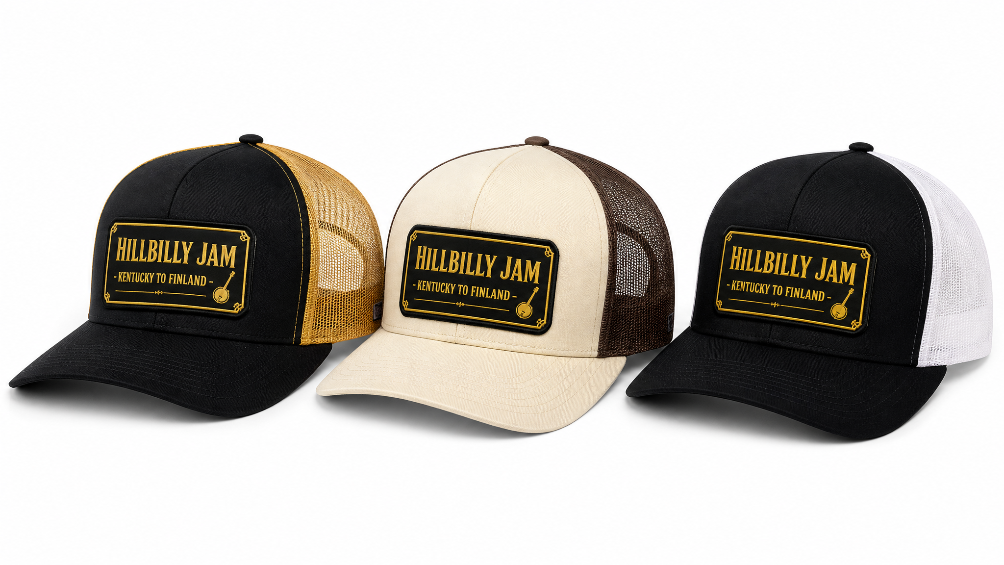 Hillbilly Jam Trucker Hat (Black/Gold)